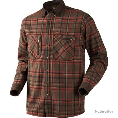 Chemise De Chasse Harkila Pajala - Flanelle Brossée Verte - 100% Coton - Renforts Faux Daim - 7
