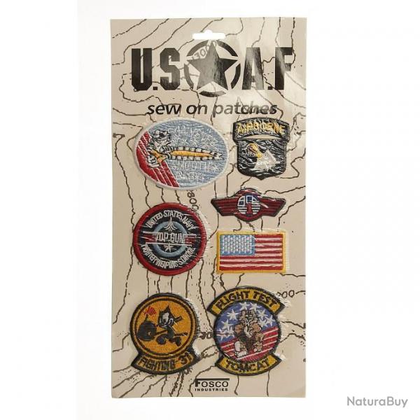 PATCHES : CARTE DE 7 PETITS  PATCHES  USAF -  EN  TISSU  -