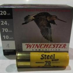 boite de 10 cartouches Winchester ACIER, cal 20/70 , 24 grammes, numero 4