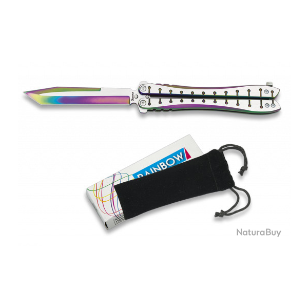Couteau PAPILLON Tactioque  RAINBOW  lame de 10.5 cm  couleur Arc en Ciel