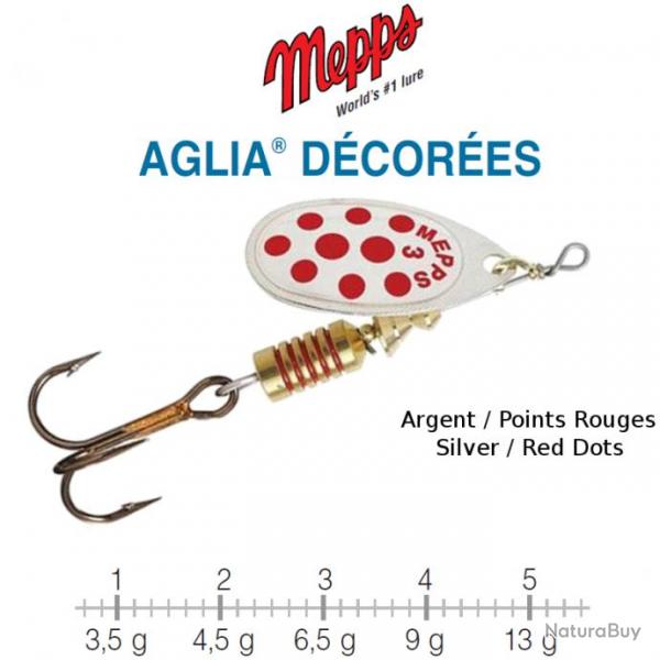 AGLIA DECOREES MEPPS 1 / 3.5 g Argent/Points Rouges