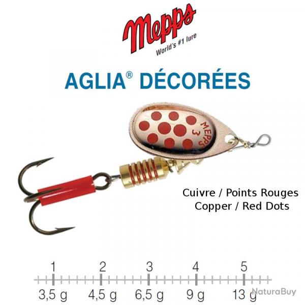 AGLIA DECOREES MEPPS 3 / 6.5 g Cuivre/Points Rouges