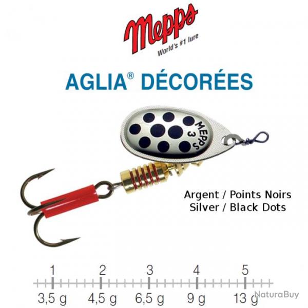 AGLIA DECOREES MEPPS 5 / 13 g Argent/Points Noirs