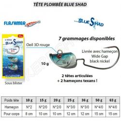 TETES PLOMBEES TEXAN BLUE SHAD FLASHMER 10 g