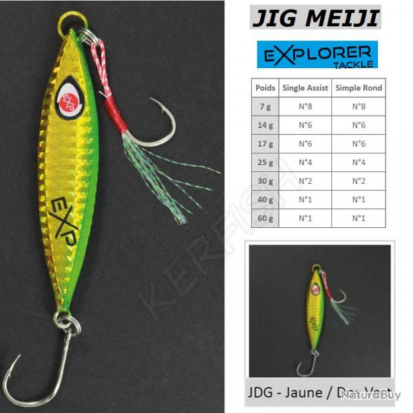 JIG MEIJI EXPLORER TACKLE 7 g Jaune Dos Vert