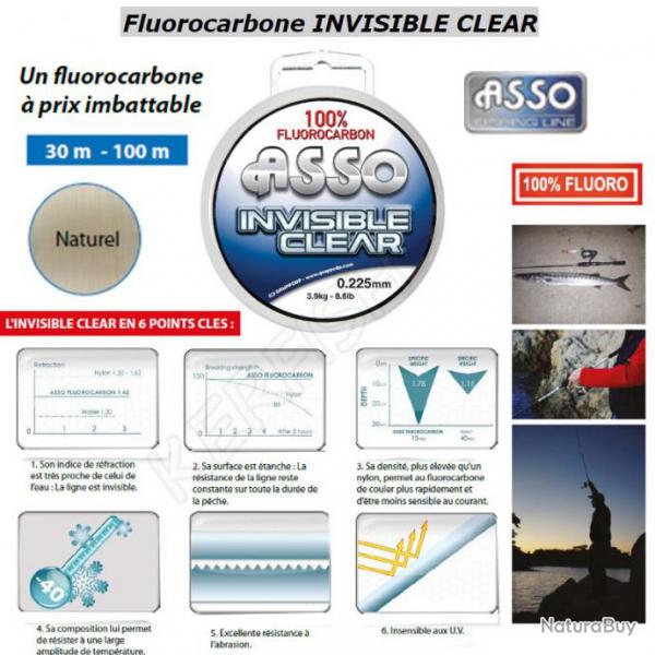 Fluorocarbone INVISIBLE CLEAR ASSO 0.19 mm 30 m