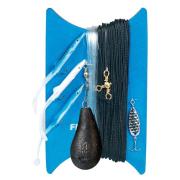 Ligne De Traîne Complète Pour Voilier FLASHMER – 5 Plumes, Planchette Japonaise 18 Cm, 50 M De Tresse – Pêche En Mer