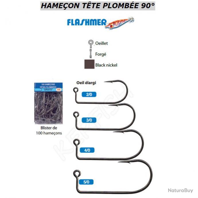 HAMECONS DROITS TÊTE PLOMBÉE 90° FLASHMER 3/0 - Hameçons Carnassiers  (5172392)