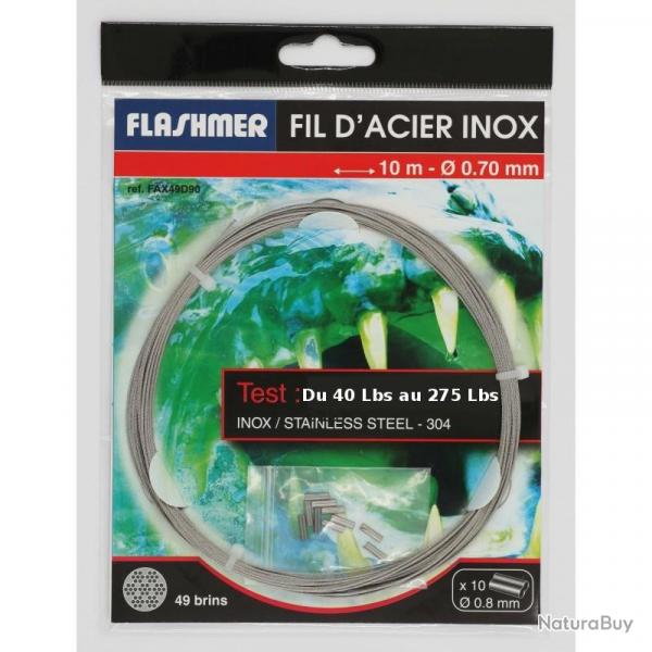 FIL D'ACIER INOX 49 BRINS - 10m 2.20 mm