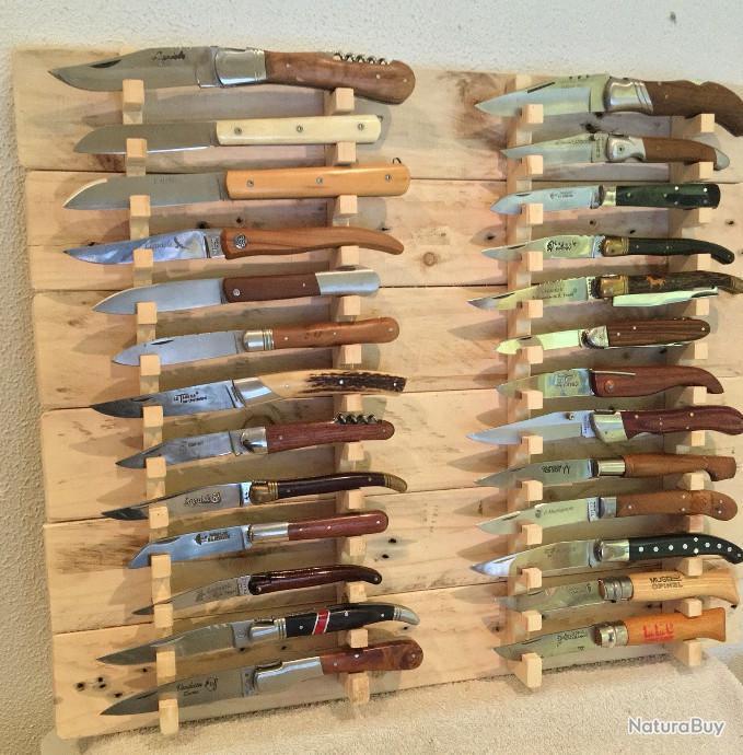 Présentoir mural 11 couteaux en bois de palette support métal