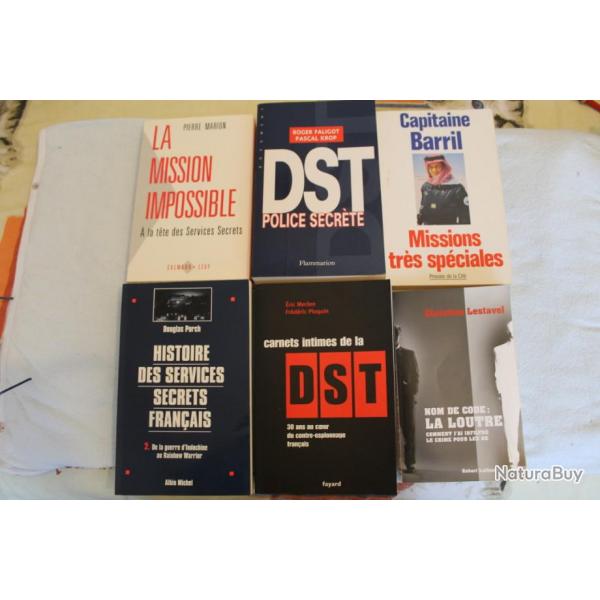 Lot 6 ouvrages DST, services secrets, missions spciales,...