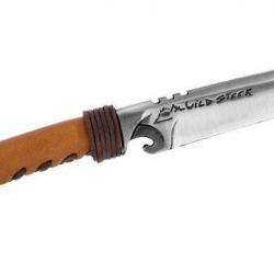 couteau outdoor Wildsteer avec pierre à feu CBP01 - Lame Z50CD13 - manche en cuir gold