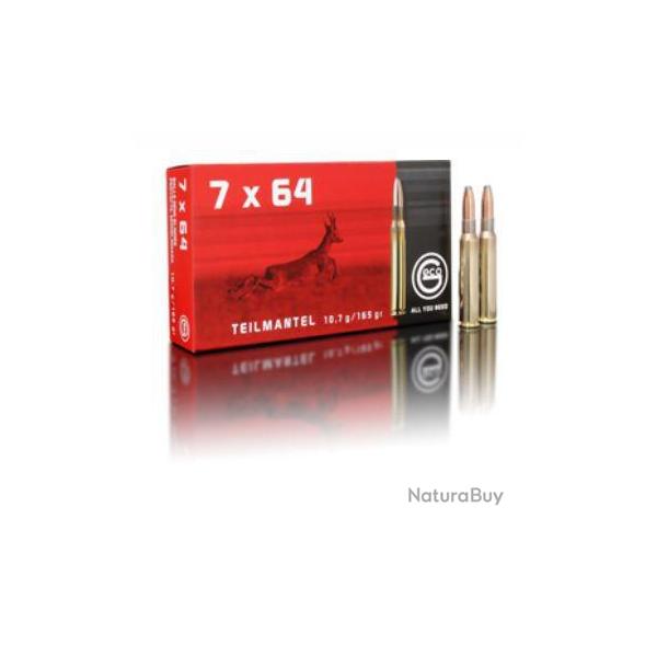 Munitions GECO cal. 7x64 demi blinde Teil Mantel 10.7g 165gr par 60