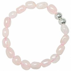 Bracelet en quartz rose - Perles pierres roulées 8 à 12 mm