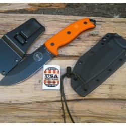 Couteau de Survie ESEE Model 5 RAT5 Orange Acier Carbone 1095 Manche G-10 Made In USA ES5POR