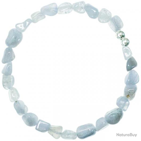 Bracelet en calcdoine bleue - Perles roules 5  8 mm