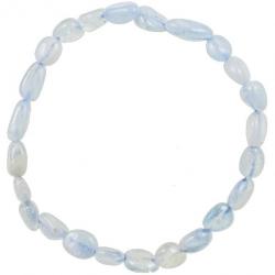 Bracelet en aigue-marine - Perles pierres roulées mini