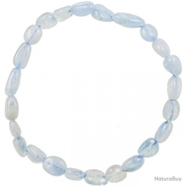 Bracelet en aigue-marine - Perles pierres roules mini