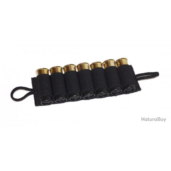 Porte cartouches velcro pour calibre 12 - Couleur noir -   Cartouchire tactique  - 7 tubes