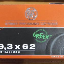 1 boite neuve de 20 cartouches  de calibre 9,3x62, RWS HIT GREEN, 250 grains