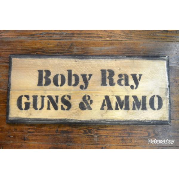 Repro panneau GUNS & AMMO - dcoration Western Farwest amricain. USA cowboy country