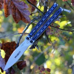 Couteau Bradley Kimura Balisong Butterfly Lame Acier 154CM Blue G-10 Made In USA BCC905