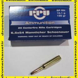 1 boite 20 cartouches Partizan 6,5x54 Mannlicher Schoenauer, 156 grains, SP