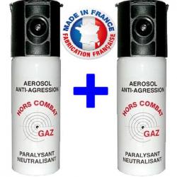 Pack 2 x Bombe lacrymogène GAZ CS 50 ml marque HORS combat promotion