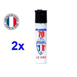 Pack 2 bombe lacrymogene Gaz CS 75 ml promotion