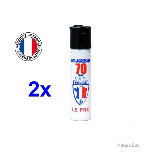 Pack 2 bombe lacrymogene Gaz CS 75 ml promotion