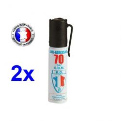 Pack 2 bombe lacrymogene Gaz CS 25 ml promotion