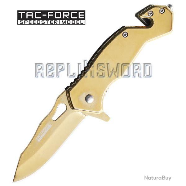 Couteau Pliant Gold Edition TF-903GD Tac Force Couteau de Poche Repliksword