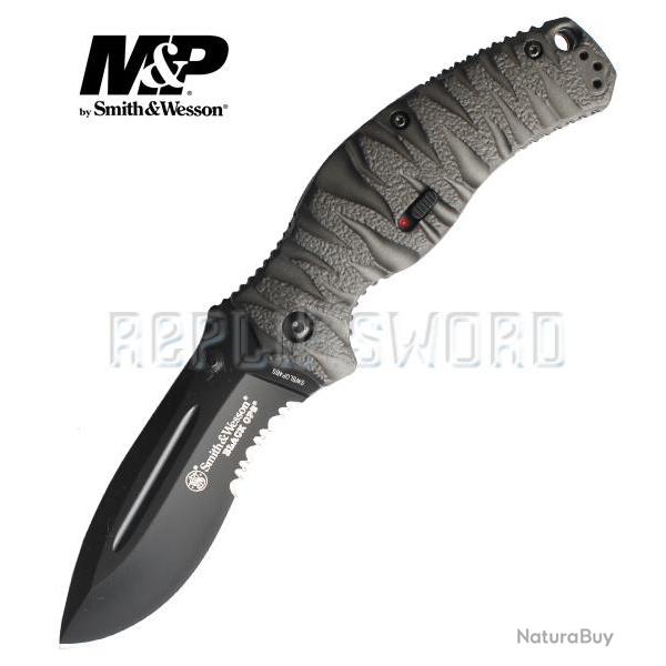 Couteau Pliant Smith & Wesson SWBLOP4BS Couteau de Poche Camping Repliksword
