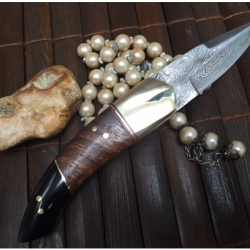 LAME DAMAS - Couteau de chasse pliant avec fourreau (4)