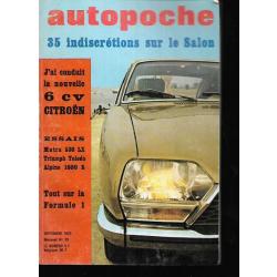 autopoche n°29 septembre 1970, gs citroen, renault 6, chrysler 160-180, simca cg , 504 peugeot