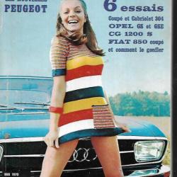 autopoche n°25 mai 1970, opel commodore gs, peugeot 304 cabriolet et coupé,cg 1200 s,f1, rallyes