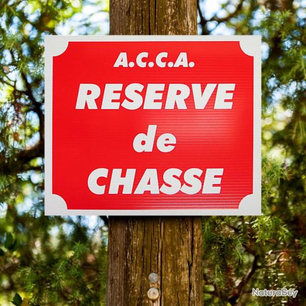 Lot de 5 panneaux "A.C.C.A - RSERVE DE CHASSE" en Akilux 30 x 25 cm