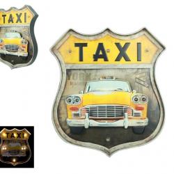 Enseigne vintage 3D à Led / Ecusson R66  Taxi Jaune