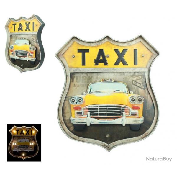 Enseigne vintage 3D  Led / Ecusson R66  Taxi Jaune