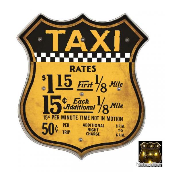 Enseigne vintage 3D  Led / Ecusson R66  Taxi New York