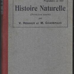 histoire naturelle première année programme de 1920 , régnier et chadefaud