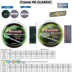 TRESSE PE CLASSIC ASSO 0.10 mm 5 couleurs 130 m