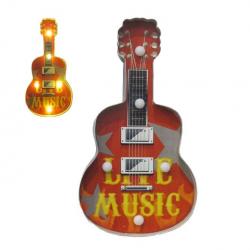 Enseigne vintage 3D à Led / Guitare Live Music