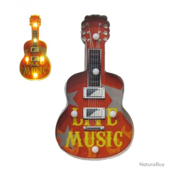 Enseigne vintage 3D  Led / Guitare Live Music