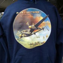 Sweat shirt à capuche bleu marine P-38 Lightning