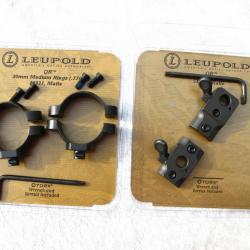 Montage Leupold QR  avec les deux embases et les  colliers de 25,4 mm pour  Benelli Argo