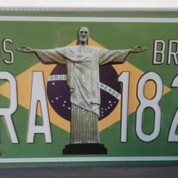 Rare plaque tôle BRAZIL 1822 JESUS BRESIL style EMAIL 15X31 vintage RIO JANEIRO