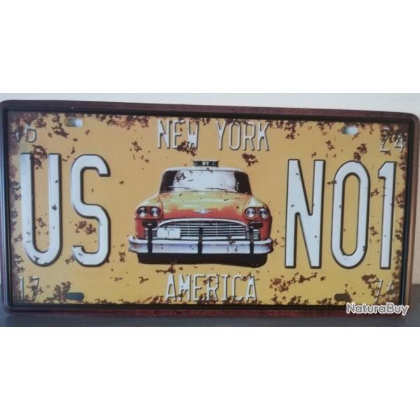 Rare plaque tle NEW YORK USA TAXI YELLOW CAB N01 style EMAIL 15X31cm vintage