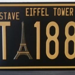 Rare plaque tôle PARIS TOUR EIFFEL 1889 style EMAIL 15X31cm vintage TOWER GUSTAVE