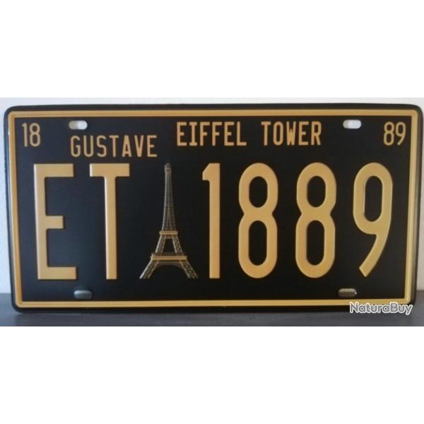 Rare plaque tle PARIS TOUR EIFFEL 1889 style EMAIL 15X31cm vintage TOWER GUSTAVE